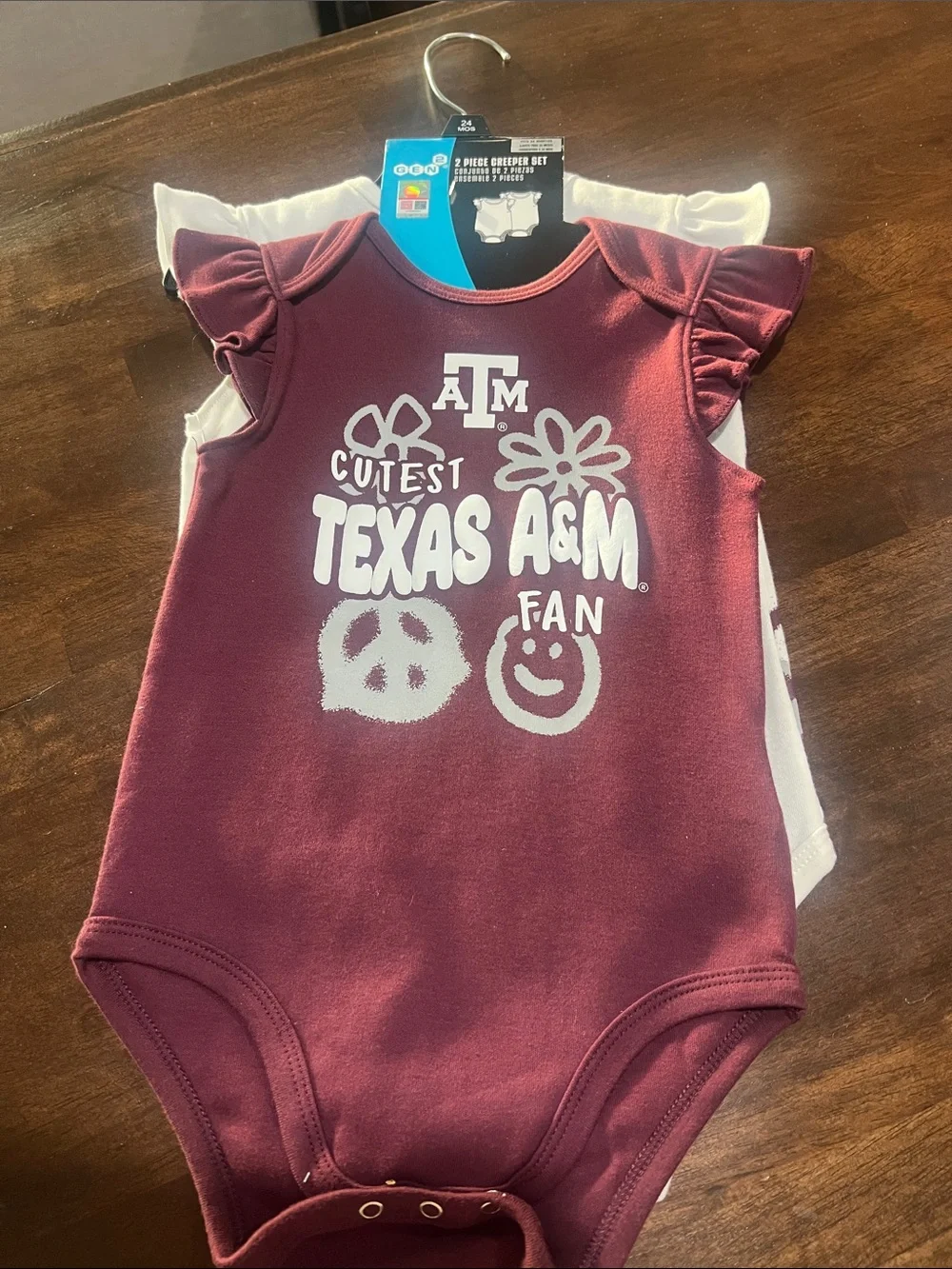 Maroon & White Floral Baby One-Piece 2 Pack Texas A and M